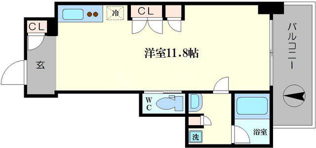 アーバネックス北浜(ワンルーム/9階)の間取り写真