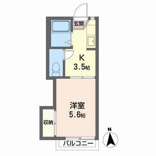 メゾン北五番丁(1K/2階)の間取り写真
