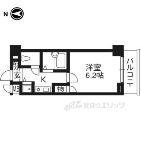 リーガル京都御所西(1K/2階)の間取り写真