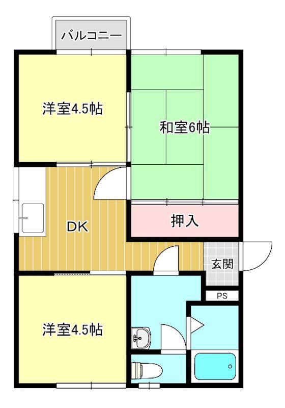 ルナコート(3DK/2階)の間取り写真
