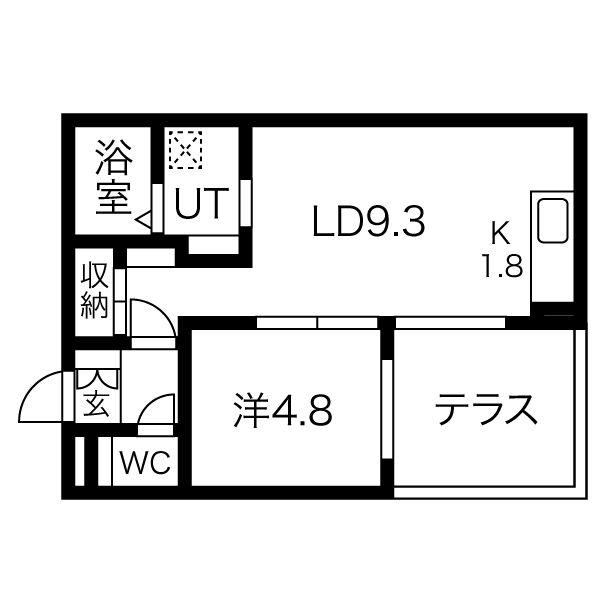 NEXT.ONE(1LDK/1階)の間取り写真