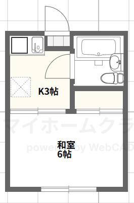 ハイツ西川(1K/2階)の間取り写真