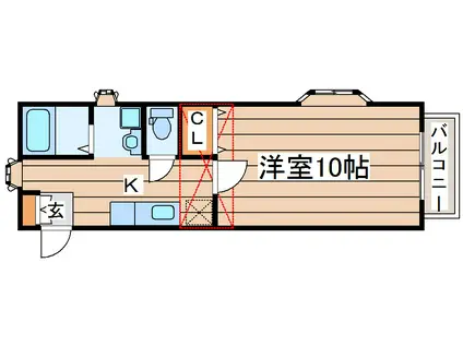 クレールエイワII(1K/2階)の間取り写真