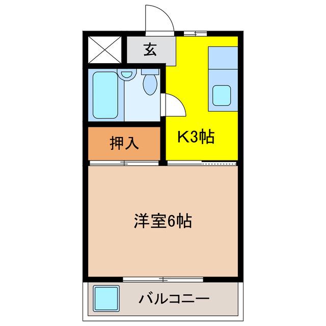 アムールアミィ(1K/1階)の間取り写真