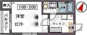 エンルート東仙台(1K/2階)の間取り写真