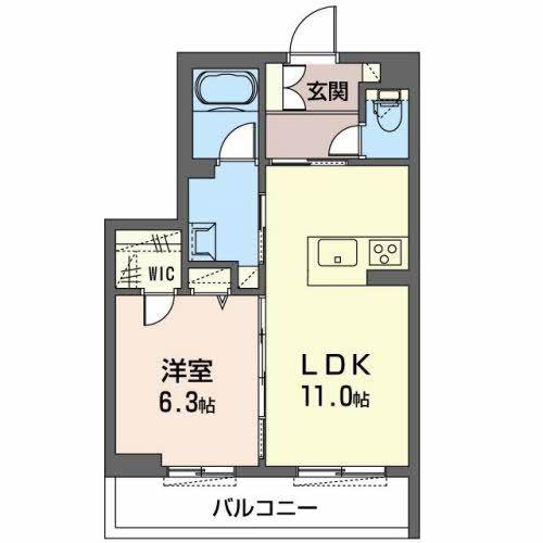 ヴィラフォーレ(1LDK/2階)の間取り写真