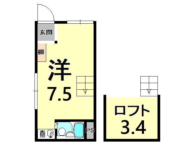 パレスFMC甲東園 II(ワンルーム/1階)の間取り写真