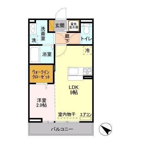 ユーチャリスII(1LDK/3階)の間取り写真