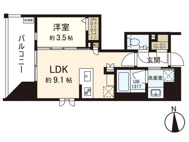 シーズンフラッツ仙台鉄砲町(1LDK/14階)の間取り写真