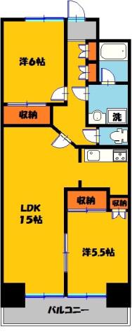 ROSE CORE COURT(2LDK/4階)の間取り写真