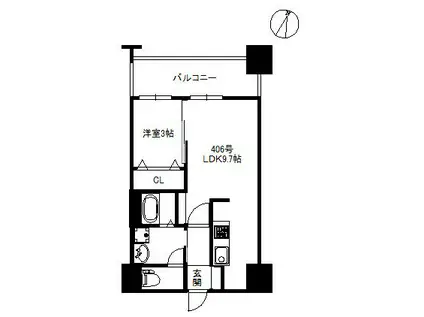 アリエス学研都市II 568(1LDK/4階)の間取り写真