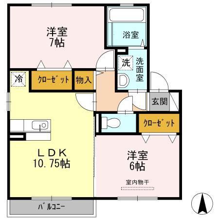メゾン・ラフィーネ(2LDK/2階)の間取り写真