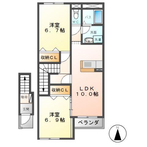 ローズパレス(2LDK/2階)の間取り写真