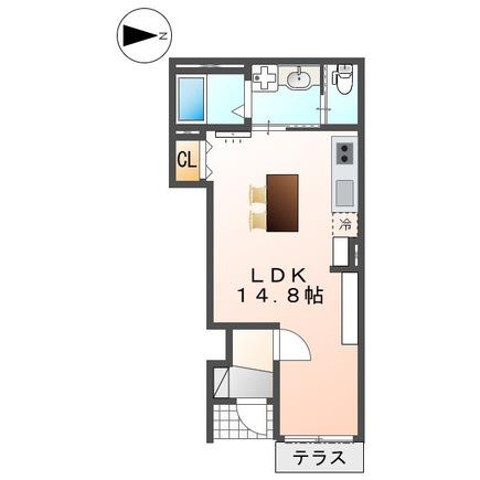 松原市丹南アパート(ワンルーム/1階)の間取り写真