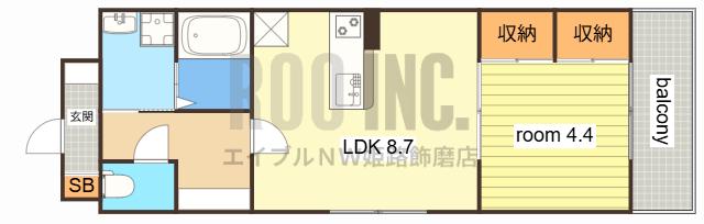 MISTRAL龍野町(1LDK/1階)の間取り写真