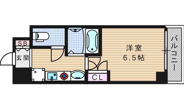 エスリード難波駅前(1K/9階)の間取り写真