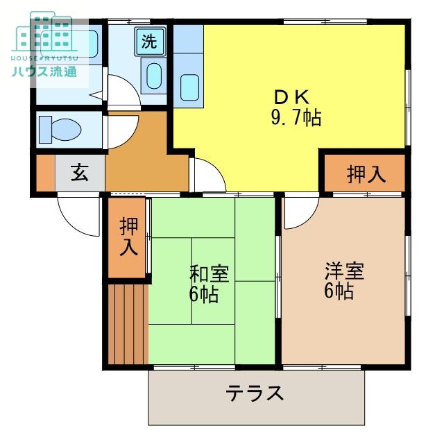 キャトルセゾンI(2DK/1階)の間取り写真