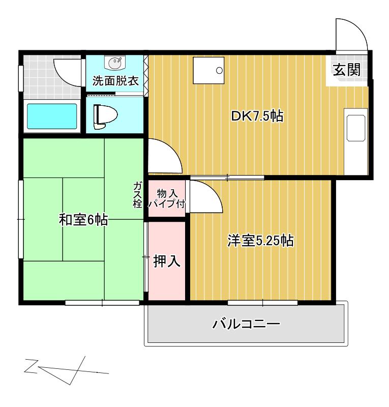 第4安井ビル(2DK/3階)の間取り写真