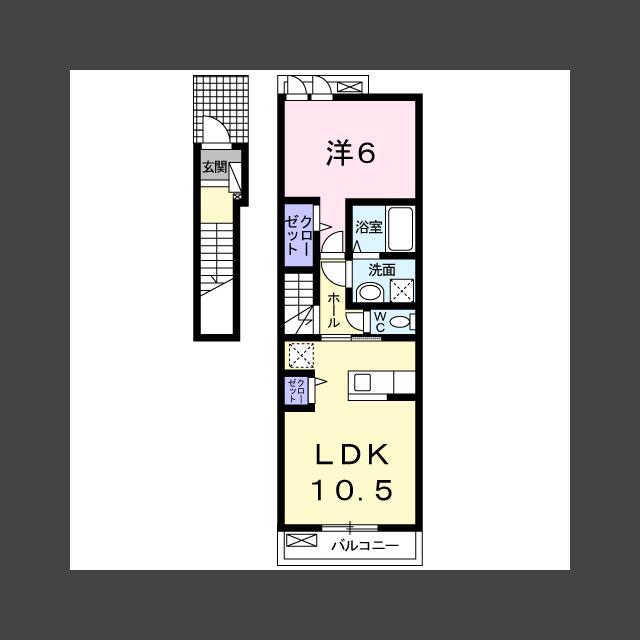 PINE BREEZE壱番館(1LDK/2階)の間取り写真