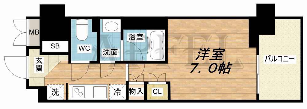 ルネフラッツ谷町四丁目(1K/10階)の間取り写真