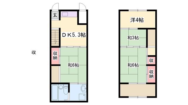池田アパート 南棟西(4SDK/1階)の間取り写真