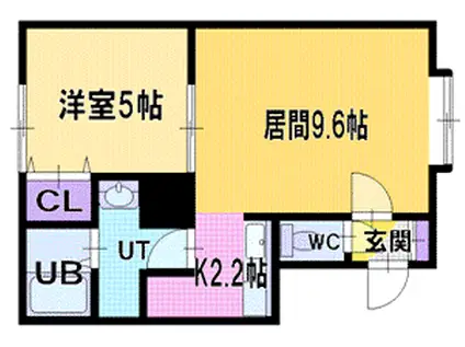 リーフィン(1LDK/1階)の間取り写真