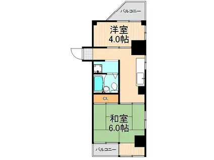 プラーズ千束(2K/7階)の間取り写真