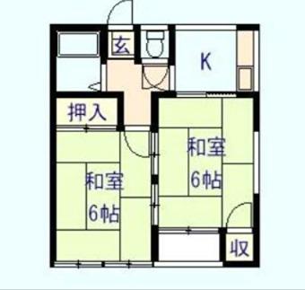 大旦ハイツ(2K/2階)の間取り写真