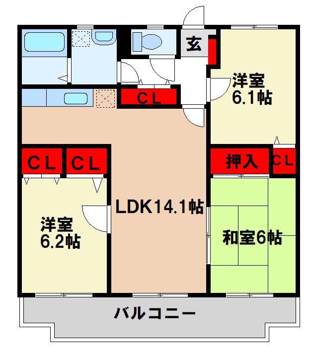 グラン・シャリオ(3LDK/4階)の間取り写真