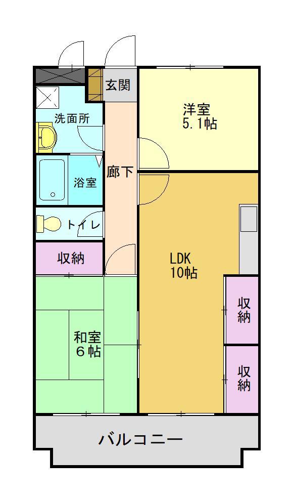 ヴァンヴェールノールメゾン(2LDK/2階)の間取り写真