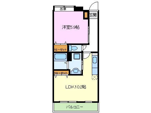グリーングラス(1LDK/1階)の間取り写真