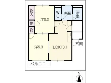 メゾンカフェオーレII(2LDK/2階)の間取り写真