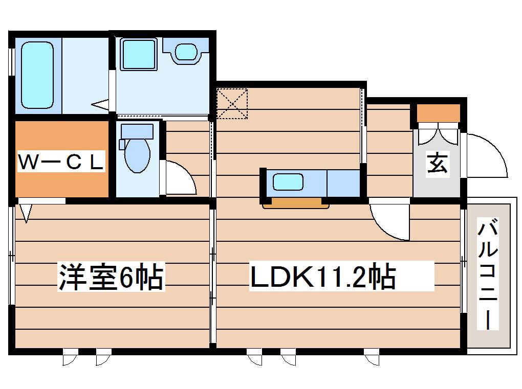 WISH南光台(1LDK/1階)の間取り写真