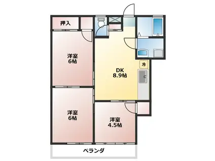 ウィング昭島(3DK/2階)の間取り写真