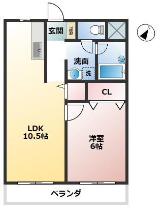 ハイツセジュールII(1LDK/2階)の間取り写真