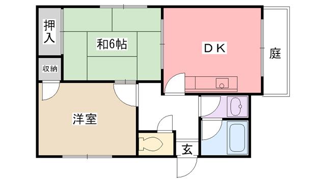 グランディア夙川1(2DK/1階)の間取り写真