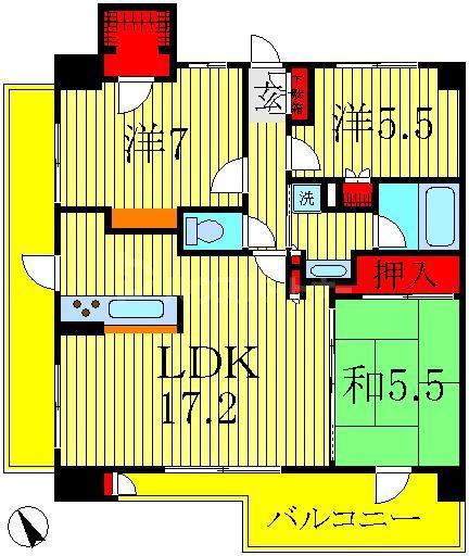 ルネサンス南柏駅前(3LDK/2階)の間取り写真