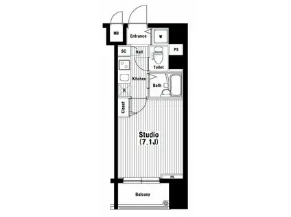 ガラステーション岩本町ノース(1K/10階)の間取り写真