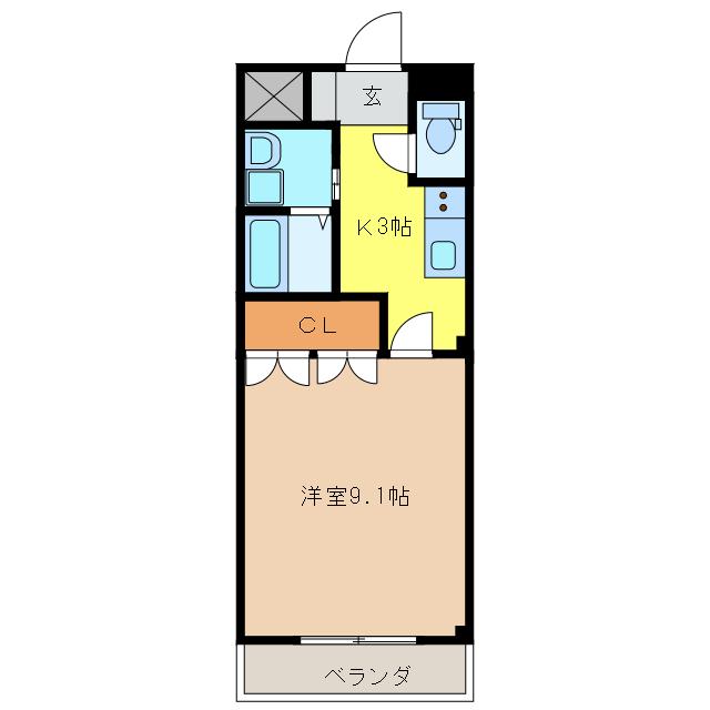 ピュアパレスII(1K/2階)の間取り写真