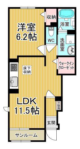 茂呂アパート(1LDK/1階)の間取り写真