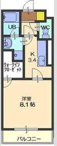 グリシーヌ(1K/1階)の間取り写真