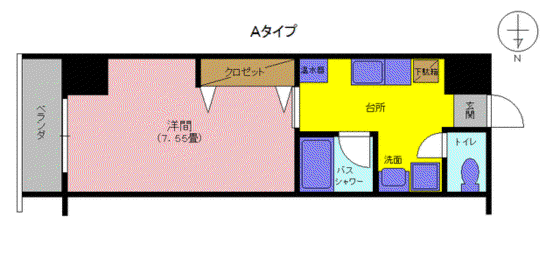 明日香大分駅南(1K/9階)の間取り写真