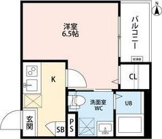 CRASTINE弥生町B棟クラスティーネヤヨ(1K/1階)の間取り写真