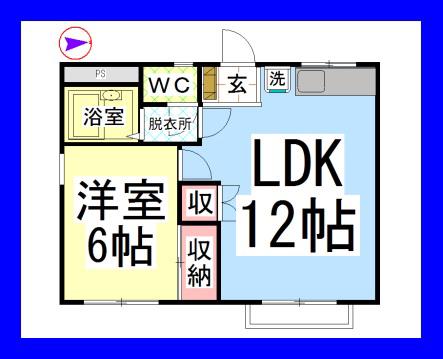 第2アクイライーコス(1LDK/1階)の間取り写真
