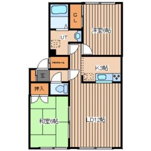 メイユール平和B(2LDK/1階)の間取り写真