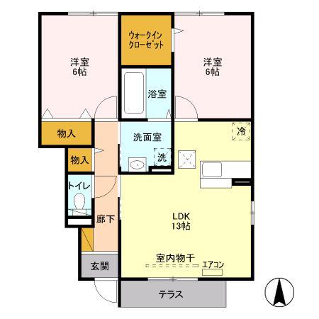 フォルトゥーナ(2LDK/1階)の間取り写真