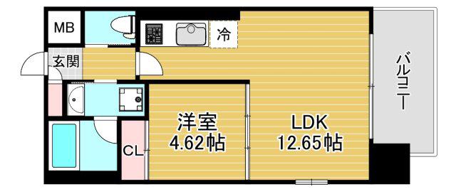 プレジオ弁天町(1LDK/6階)の間取り写真
