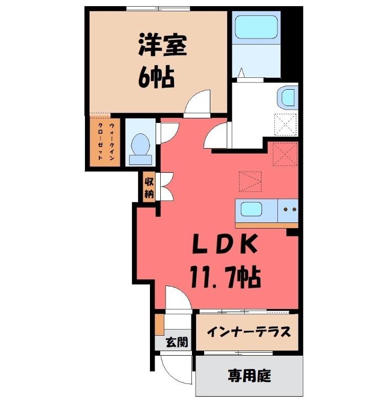朝倉町アパート(1LDK/1階)の間取り写真