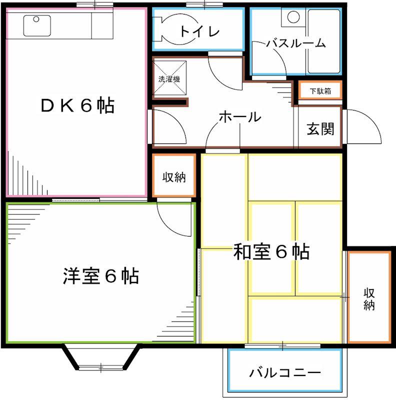 オレンヂコート(2DK/2階)の間取り写真