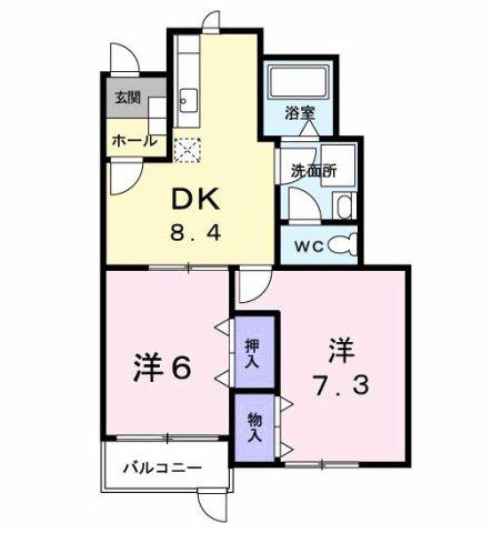 サンシティ東新田B(2DK/1階)の間取り写真